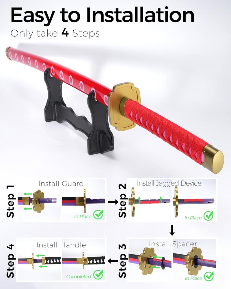 Cold Blade Katana Sword - 41 inches Katana Replica with Holster Belt and Display Stand - Sword with Authentic Design - Image 3